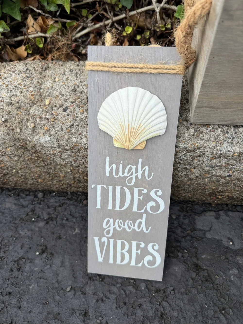 Coastal Gray Wooden Vanity Tray with Rope Accents